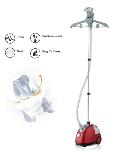 Plancha De Ropa Vertical A Vapor Con Ruedas 1700w Raf R.3037 Color Rojo
