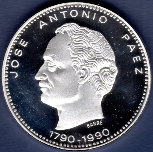 Moneda De Plata Bicentenario Del Nacimiento De José A. Paez