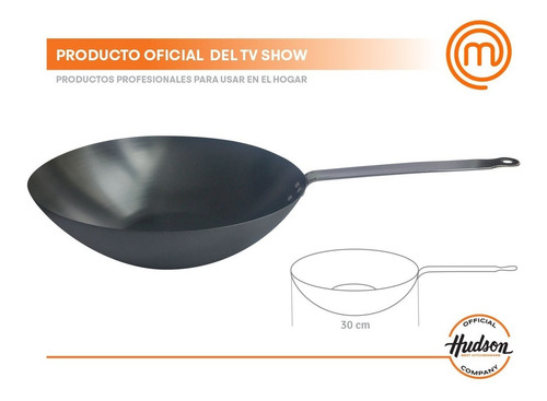 Wok Acero Carbono Hudson Mango Planchuela 30 Cm