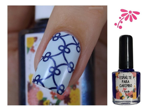 Imagem 3 de 3 de Esmalte Para Carimbo Unhas Apipila - Azul Cremoso.