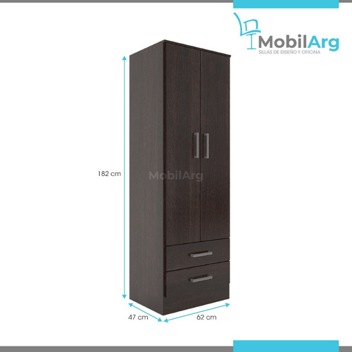 Imagen 6 de 10 de Ropero Placard 2 Puertas 2 Cajones Ptas Batientes Melamina