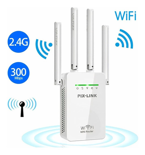 Imagen 2 de 5 de Repetidor Amplificador Wifi Extensor Pix-link Lv-wr16 4 Ante
