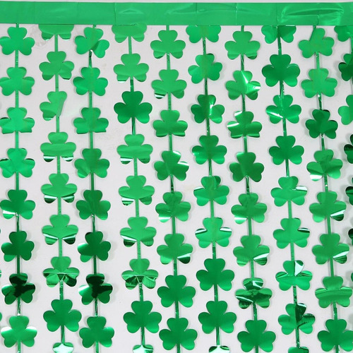 100x200cm St. Patrick's Day Foil Fringe Cortina 3,2 Verde
