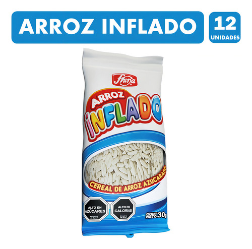 Cereal De Arroz Inflado Para Colación, Fruna - Pack De 12 Un