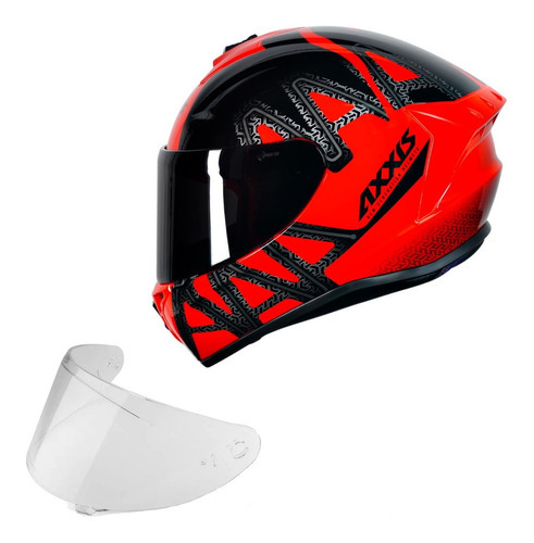 Capacete Axxis Draken Dekers Vermelho + Viseira Extra Tamanho Do Capacete 63/64 Cor Vermelho