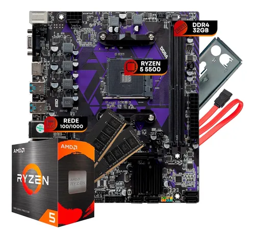 comprar Kit Upgrade Gamer Amd Ryzen 5 5500 Placa A520m 32gb Ddr4
