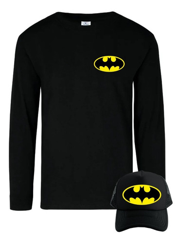 Camiseta Batman Manga Larga Camibuso Obsequio Gorra