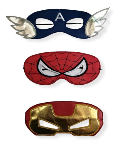 Kit De 3 Antifaz Súper Héroes, Capitán Merica, Iron Man...