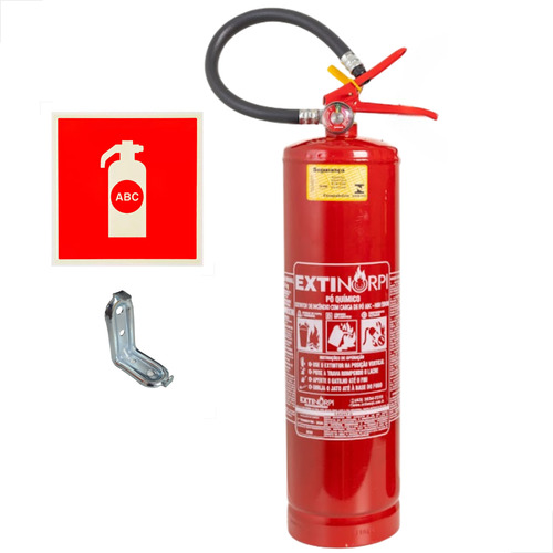 Extintor Abc 6kg Com Suporte Parede E Placa De Sinalização