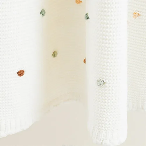 Manta Suave Para Bebé, Ideal Para Cuna Y Cochecito Color Blanco Puntos