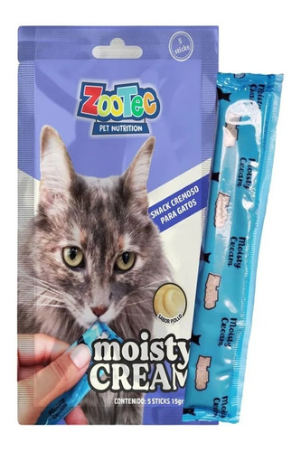 Snacks Golosina Para Gatos Zootec Moisty Cream  X5u Pollo