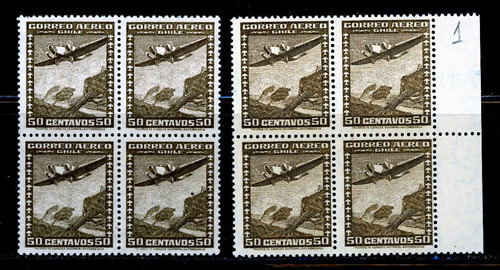 Sellos Aéreos Internacionales, Con Filigrana. Chile 1934-55.