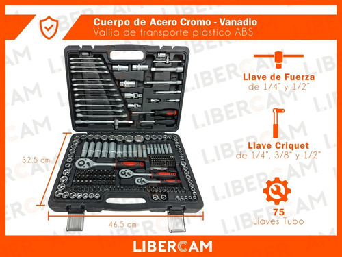 Imagen 4 de 10 de Set Juego De Tubos Llaves Y Puntas 216 Piezas Valija Caja