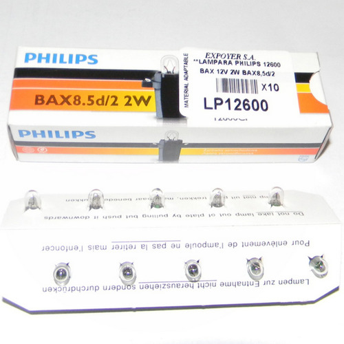 Lampara Philips 12v 2w 12600bax Bax8,5d/2 X10 U.