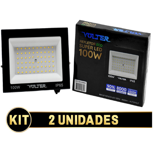 Kit 2 Refletores Holofote 100w Prova Dagua Frio 8000 Lumens