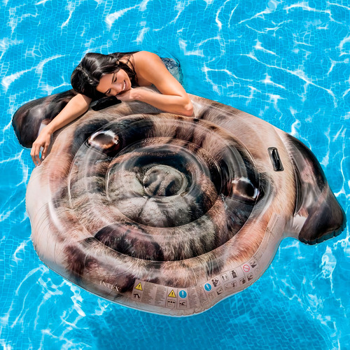 Colchoneta Inflable Intex Perrito 173 X 130 Cm Color Marrón Claro