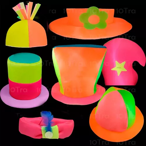 30 Gorros Cotillon Fluor De Tela Surtidos Cumpleaños