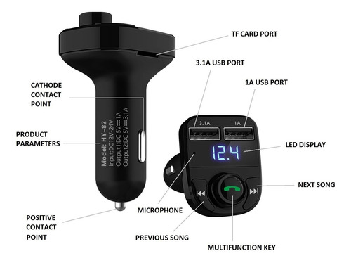 3×adaptador Transmissor Fm Radio Carro Acendedor+suporte Cel