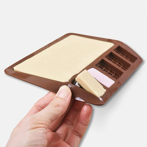 Moldes de Silicona para Barras de Chocolate – 2 Piezas Antiadherentes Reutilizables, Moldes para Hacer Dulces, Caramelos, Jabones o Postres DIY, Resistentes al Calor, Marrón