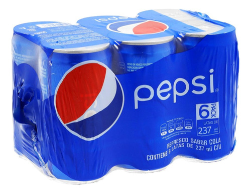 3 Pack De Six Refresco Cola Pepsi 237 Ml