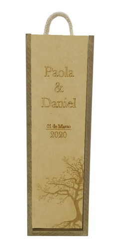 Caja De Madera Porta Vinos Árbol Boda Personalizada Art3035