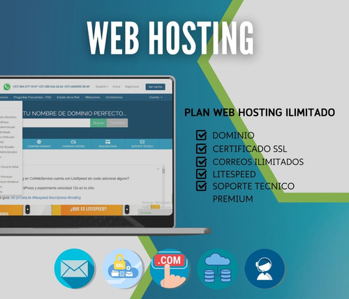 Imagen 1 de 2 de Hosting Ilimitado+dominio+ssl+correos+litespeed+soporte