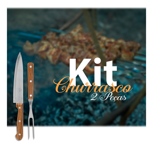 Imagem 4 de 7 de Kit Faca Para Churrasco Garfo Inox Cozinha Chef Profissional
