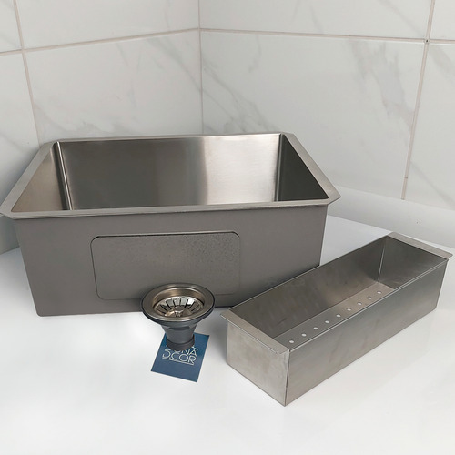 Cuba Inox Gourmet 50cm x 40Cm Quadrada Com Cesto Escorredor Cuba De Embutir Bancada Pia Cozinha Aço Inoxidável 304 Dona D.cor