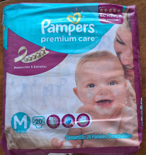 Pañales Pampers Talla M. Premium Care. Paquete De 20 Pañales