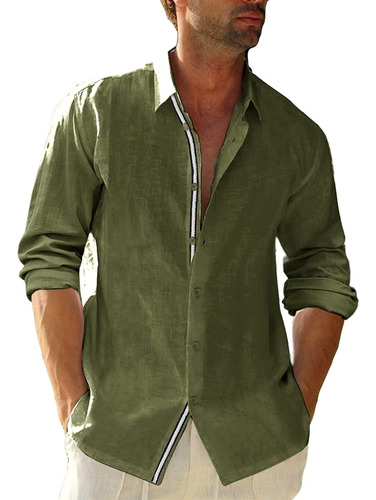 Camisa Casual De Lino Para Hombre Guayabera Cubana De Manga