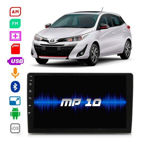 Central Multimidia Toyota Yaris 2018 A 2021 9 Pol Bt Usb Esp