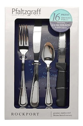 Juego De Cubiertos Pfaltzgraff Rockport Acero Inoxidable 16p