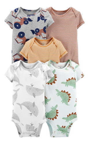 Pack 5 Bodies De Algodón Estampados Carters 1n690310