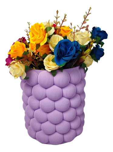 Maceta Grande Plastico Diseño Globitos N15 20x17 Violeta Burbujas