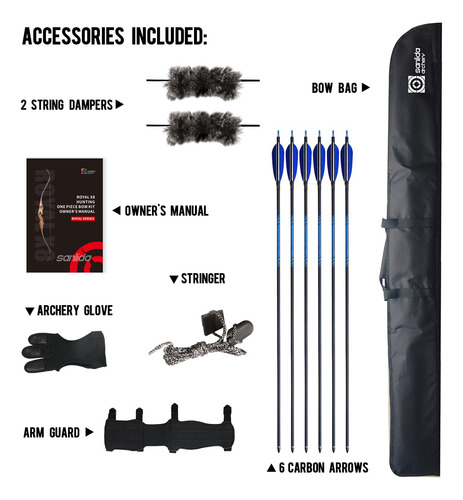 Arco Longbow Sanlida Royal X8 Mano Derecha 60 Pulgadas 50lb