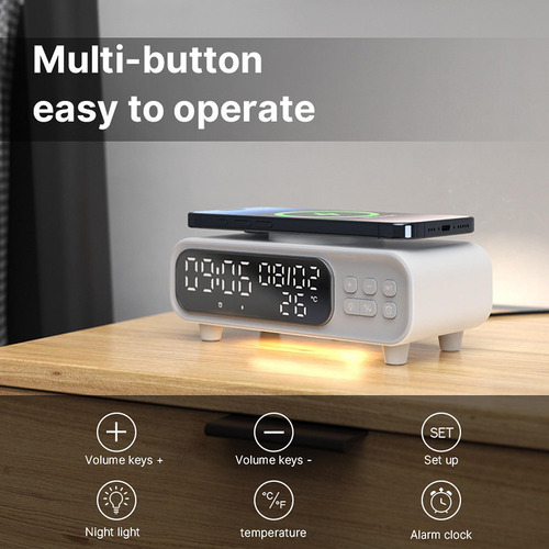Carregador Sem Fio Multi Led Luz Noturna 15w Estação De
