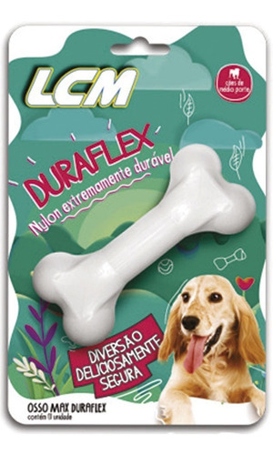 Brinquedo Para Cães Ossinho Duraflex Nylon Max - Lcm Cor Branco