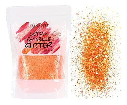 Glitter Grueso Holografico Naranja Iridiscente X 100gr