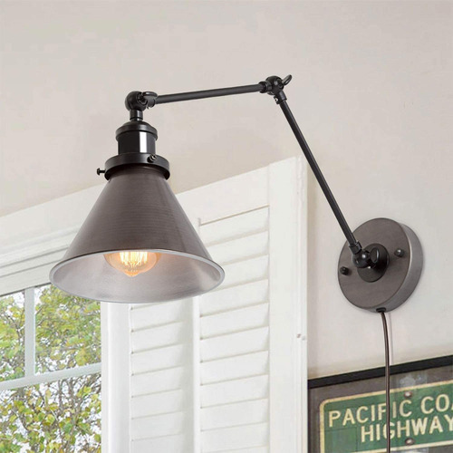 Lnc Swing Arm Wall Lamp Adjustable Hardwired Or Plug-in Scon