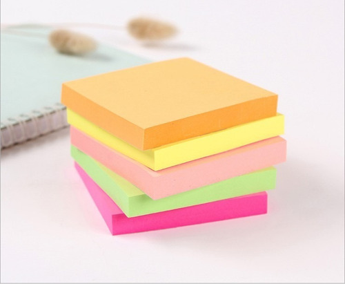 Bloco De Notas Adesivas 4 Cores Neon Quadrado Post It 100fls