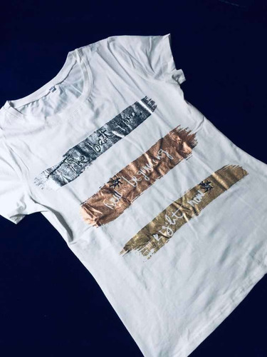 Remera Dama Con Bordado En Canutillos 100% Algodon