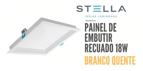 Painel Led Embutir Stella 18w Deep Recuado 3000k Sth8903br30