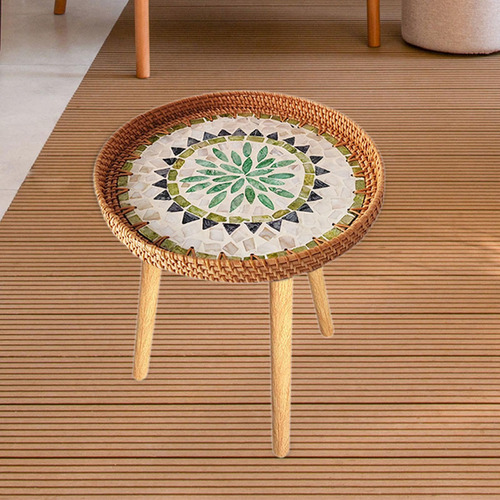 Mesa Auxiliar De Ratán, Mesa De Noche, Mesa Bohemia 50cm
