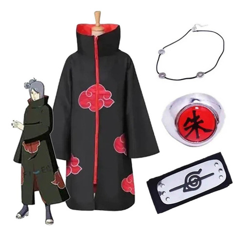 For Naruto Akatsuki Capa De Cosplay+anillo+diadema+collar