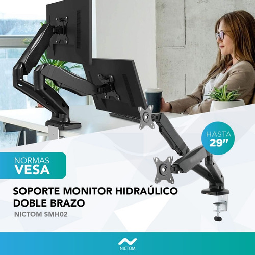 Imagen 2 de 5 de Soporte De Mesa Tv/monitor Nictom Smh02 13 -29 Doble Brazo