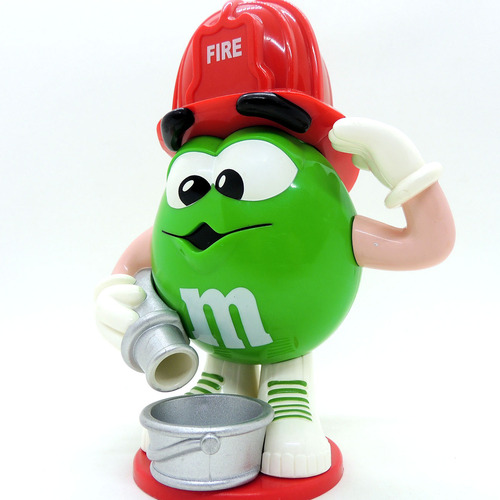 M&m Mym Dispenser Green Bombero 16cm Funciona Madtoyz