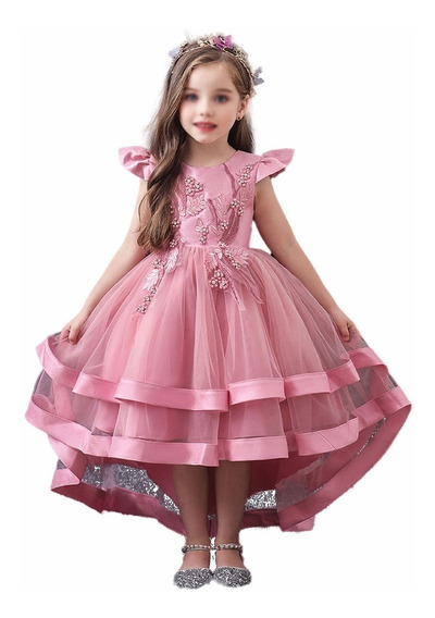 Vestido de gala para la fiesta de las niñas-rosa 