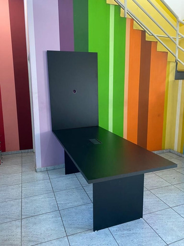 Imagem 6 de 9 de Mesa Reunião Painel Tv Preta Caixa Tomada 1 Tomada 2,40 X 90