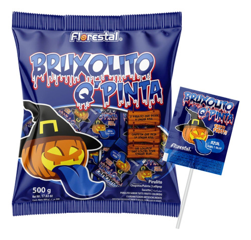 Pirulito Bruxolito Pinta Língua 50un 500g Halloween