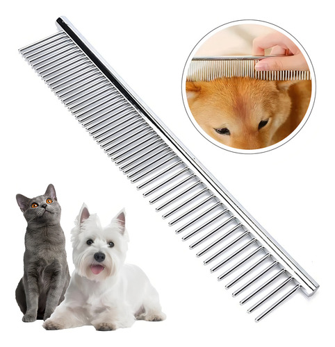 Peine Metalico For Mascotas Quita Nudos Color Plateado